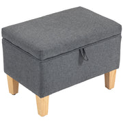 Linen Storage Ottoman with Padded Seat and Wooden Legs Ideal for Bed End or Hallway Charcoal Grey