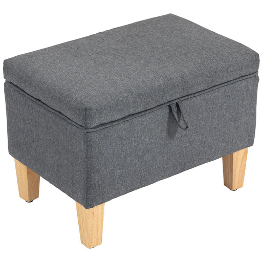 Linen Storage Ottoman with Padded Seat and Wooden Legs Ideal for Bed End or Hallway Charcoal Grey