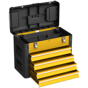 Yellow 4 Drawer Metal Toolbox Chest With Large Storage For Garage Or Workshop AOSOM