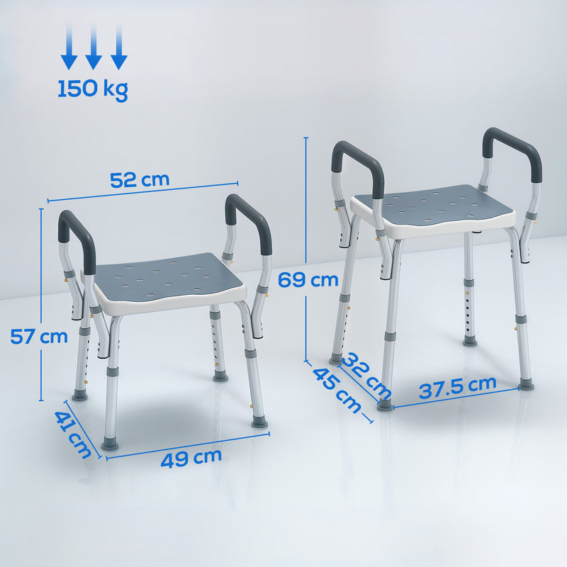 Adjustable Aluminium Bath Seat With Non Slip Legs For Elderly Or Disabled Users, Light Blue