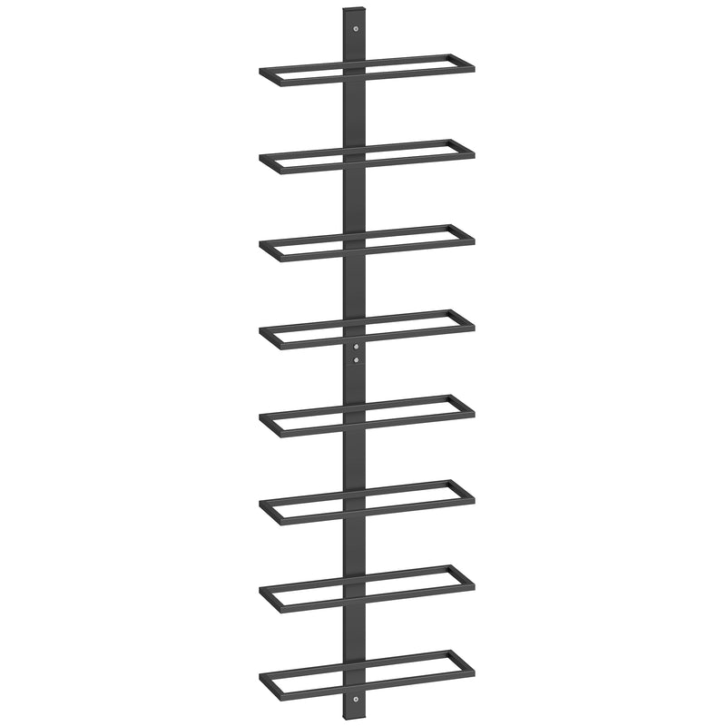 Wall Mounted Wine Rack for 8 Bottles Space Saving Steel Storage Black AOSOM