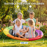 Kids Garden Nest Swing for Up to 4 Children with Adjustable Ropes and Waterproof Seat Multicolour AOSOM