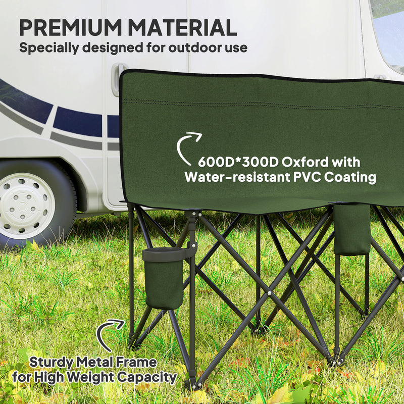 Folding 6 Seater Camping Bench for Easy Group Seating with Carry Bag Green