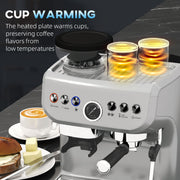 15 Bar Coffee Machine With Adjustable Grind Steamer and Accessories Silver by HOMCOM