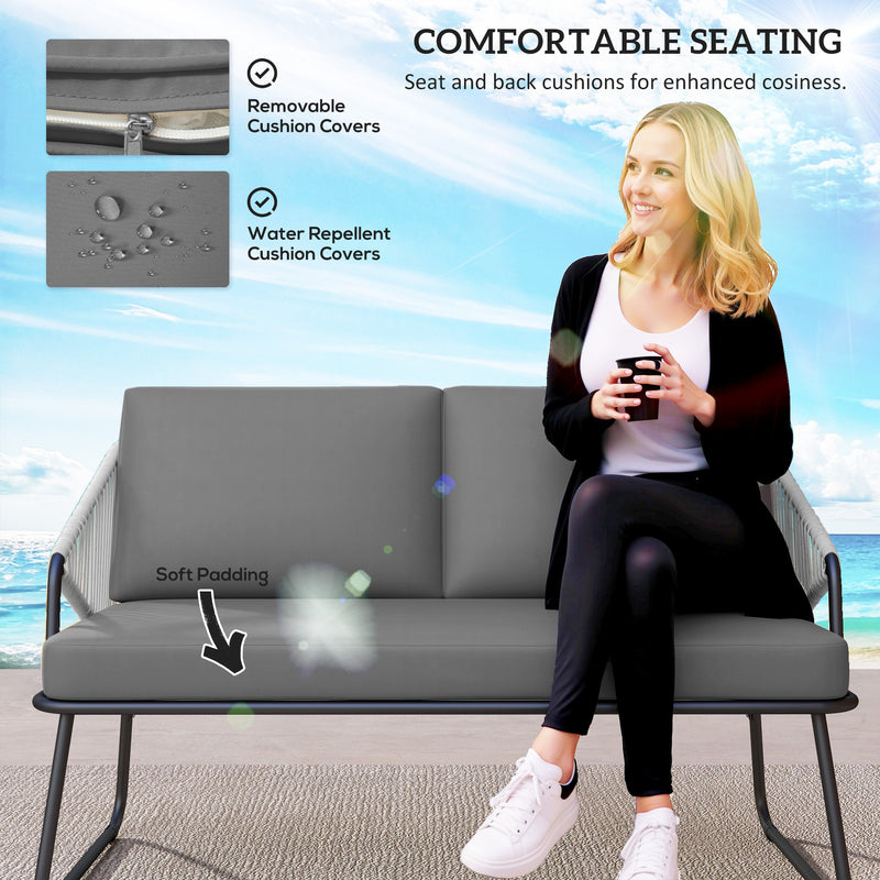 Grey Four Piece Rattan Garden Sofa Set With Strong Panels by Outsunny