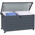 Large 311L Garden Storage Box Galvanised Steel with Lock for Outdoor Use, Dark Grey