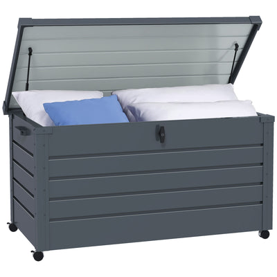 Large 311L Garden Storage Box Galvanised Steel with Lock for Outdoor Use, Dark Grey