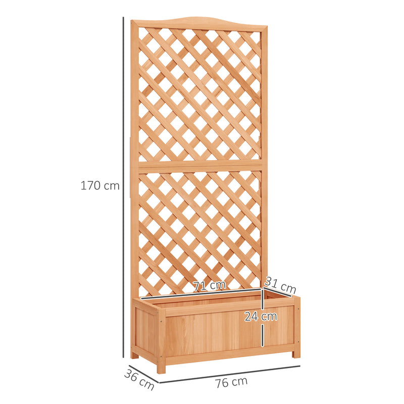 Wooden Garden Planter Box With Trellis For Climbing Plants And Flowers Brown Outsunny