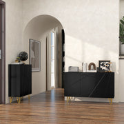 High Gloss Sideboard Cabinet with Hairpin Legs for Modern Living Rooms Black