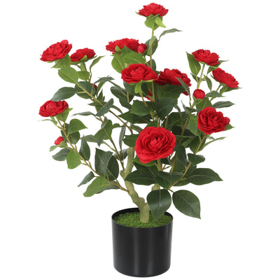 Artificial Camellia Plant for Lasting Indoor Colour with Realistic Red Blossoms Homcom