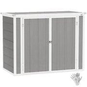 Grey Garden Storage Shed for Two Wheelie Bins Lockable Double Doors with Openable Lid by Outsunny