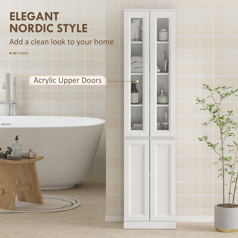 Bathroom Floor Cabinet Slim Storage for Small Spaces with Adjustable Shelf White
