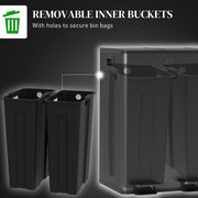 56L Dual Compartment Recycling Bin with Deodoriser Holders for Kitchen Use Black