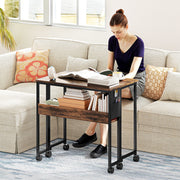 Rustic Brown Drop Leaf Writing Desk 80 cm Folding Space Saving Home Office Table