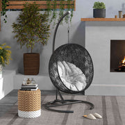 Hanging Hammock Chair Stand with Stable Round Base for Indoor and Outdoor Use Black AOSOM
