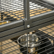 Portable Parrot Travel Cage with Metal Handle Ideal for Trips and Vet Visits, Grey
