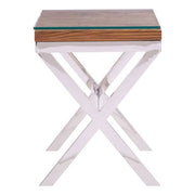 Side view of the 61cm tall side table showing the white cross base