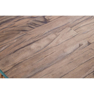 Detail of the sal wood grain visible beneath the protective glass top