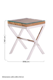 Dimensions diagram for the 46cm wide, 46cm deep, 61cm high side table