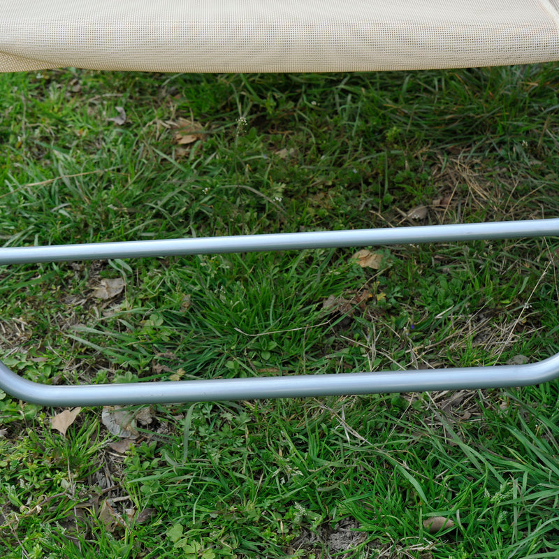 Beige Foldable Garden Sun Lounger with Adjustable Backrest and Headrest for Outdoor Relaxing