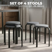Stackable Stools Set of 4 for Extra Seating with Padded Cushions No Assembly Dark Grey Homcom