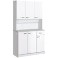 Freestanding Kitchen Storage Cabinet With Drawer And Adjustable Shelves For Dining Room White