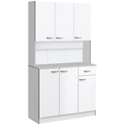 Freestanding Kitchen Storage Cabinet With Drawer And Adjustable Shelves For Dining Room White