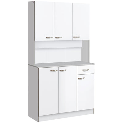 Freestanding Kitchen Storage Cabinet With Drawer And Adjustable Shelves For Dining Room White