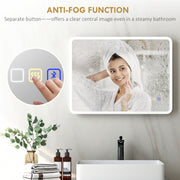 Backlit LED Bathroom Mirror 60 x 80 cm with Bluetooth and Demister in Silver Tone