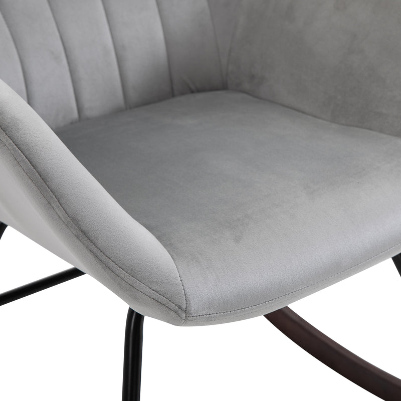 Rocking Armchair with Steel Frame and Padded Seat for Lounge or Office Use Grey and Black