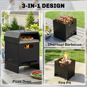 Outdoor Pizza Oven and Charcoal Grill for Stone Baked Pizza and Smoky Barbecue Black Outsunny
