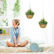 Set of 2 Artificial Hanging Lavender Flower Pots for Garden or Balcony Display Purple