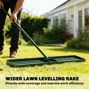 Lawn Levelling Rake with Wide Head for Smoothing Soil and Sand Green AOSOM