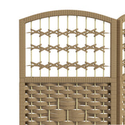 Folding Room Divider with Handwoven Panels for Flexible Privacy, Natural Wood Homcom