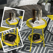 Outsunny Two-Tier Metal Garden Table - Yellow AOSOM
