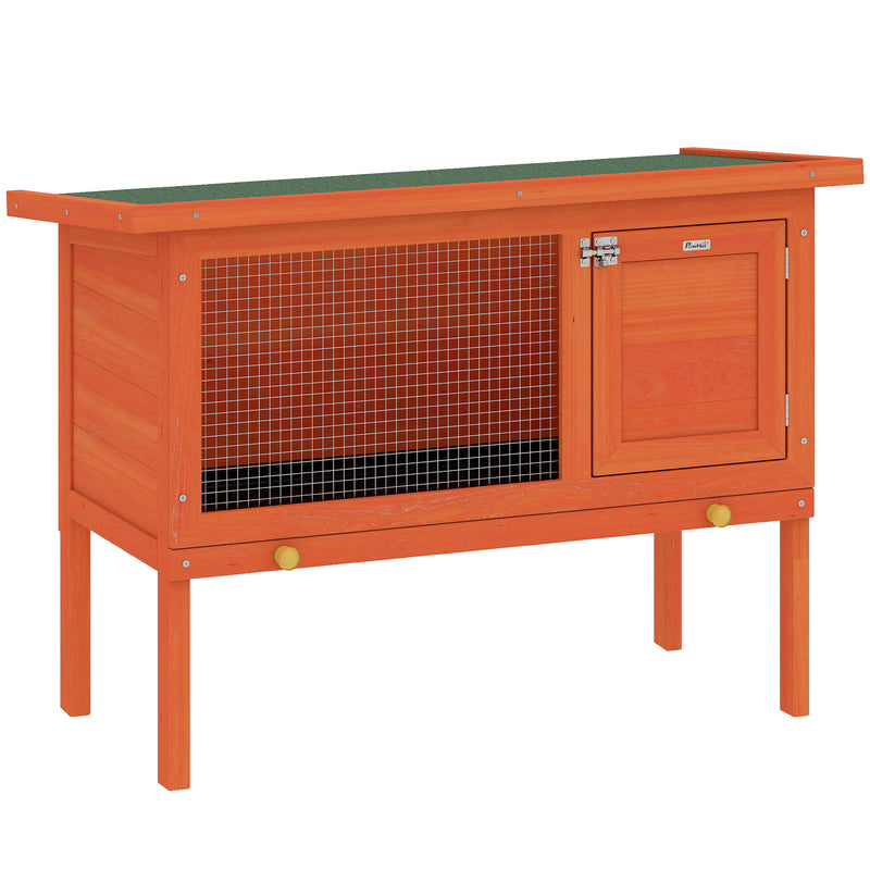 Outdoor Guinea Pig and Rabbit Hutch With Water-Resistant Roof and Easy Clean Tray Orange Green Pawhut