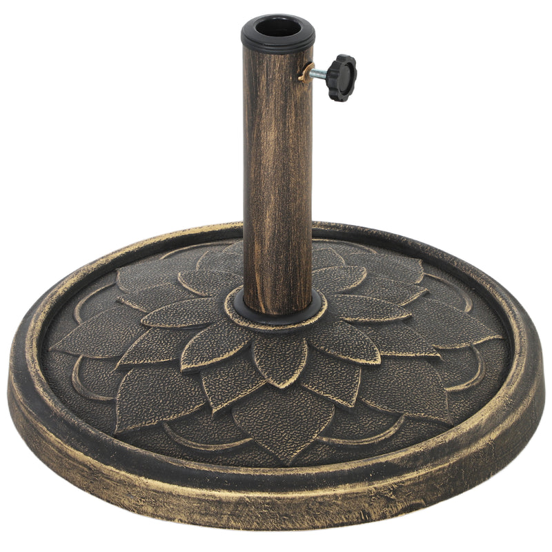 12kg Bronze Round Parasol Base Heavy Duty Resin Umbrella Stand for 32-48mm Poles by Outsunny