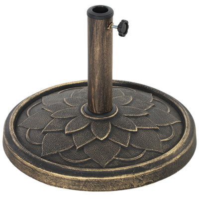 12kg Bronze Round Parasol Base Heavy Duty Resin Umbrella Stand for 32-48mm Poles by Outsunny
