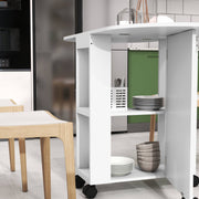 White Four Seater Drop Leaf Dining Table with Wheels by HOMCOM