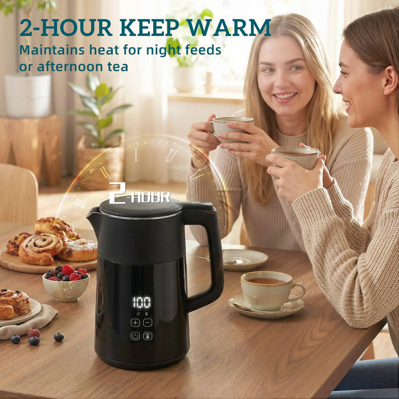 Electric Kettle with Fast Boil and Adjustable Temperature for Busy Family Mornings Black Homcom