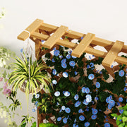 Wooden Planter with Trellis Raised Garden Bed with Liner for Vegetables and Flowers by Outsunny