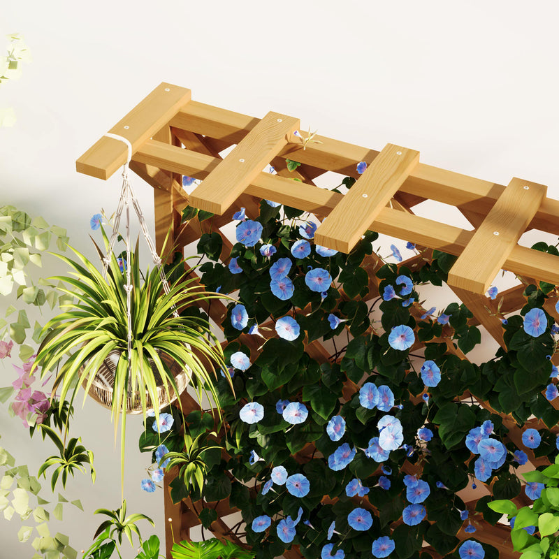 Wooden Planter with Trellis Raised Garden Bed with Liner for Vegetables and Flowers by Outsunny