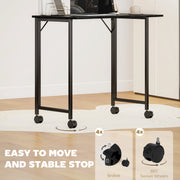 Compact Folding Desk on Wheels with Storage Shelf for Home Office or Study Black AOSOM