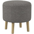 Round Storage Ottoman with Padded Seat and Hidden Compartment for Living Room Light, Grey