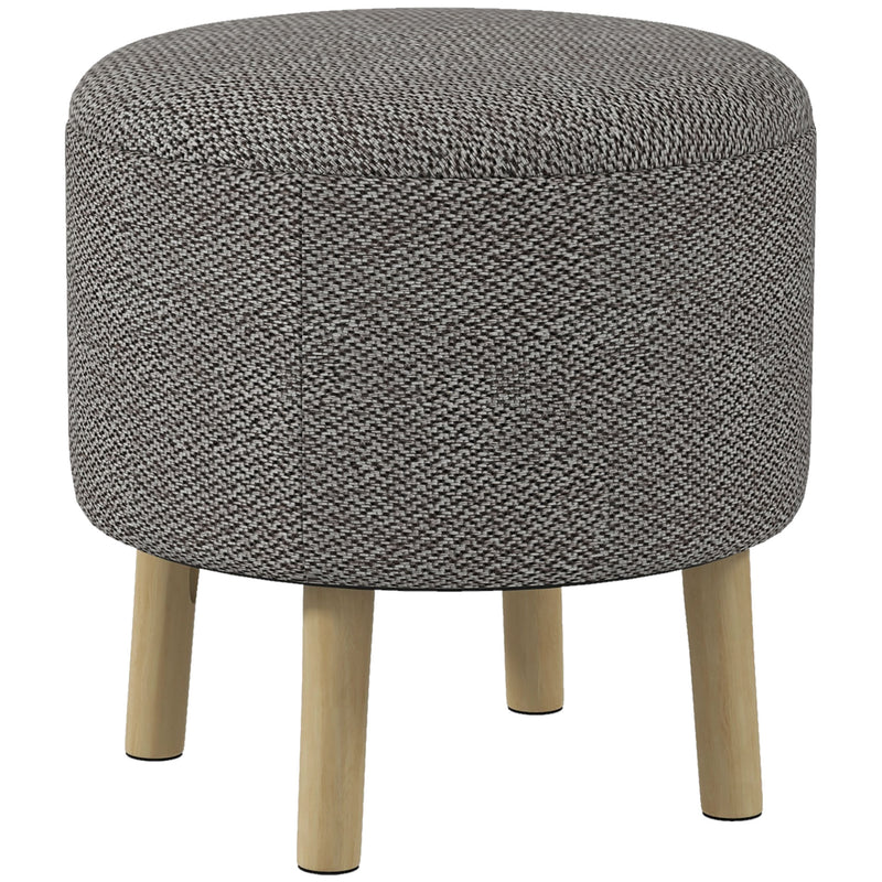 Round Storage Ottoman with Padded Seat and Hidden Compartment for Living Room Light, Grey