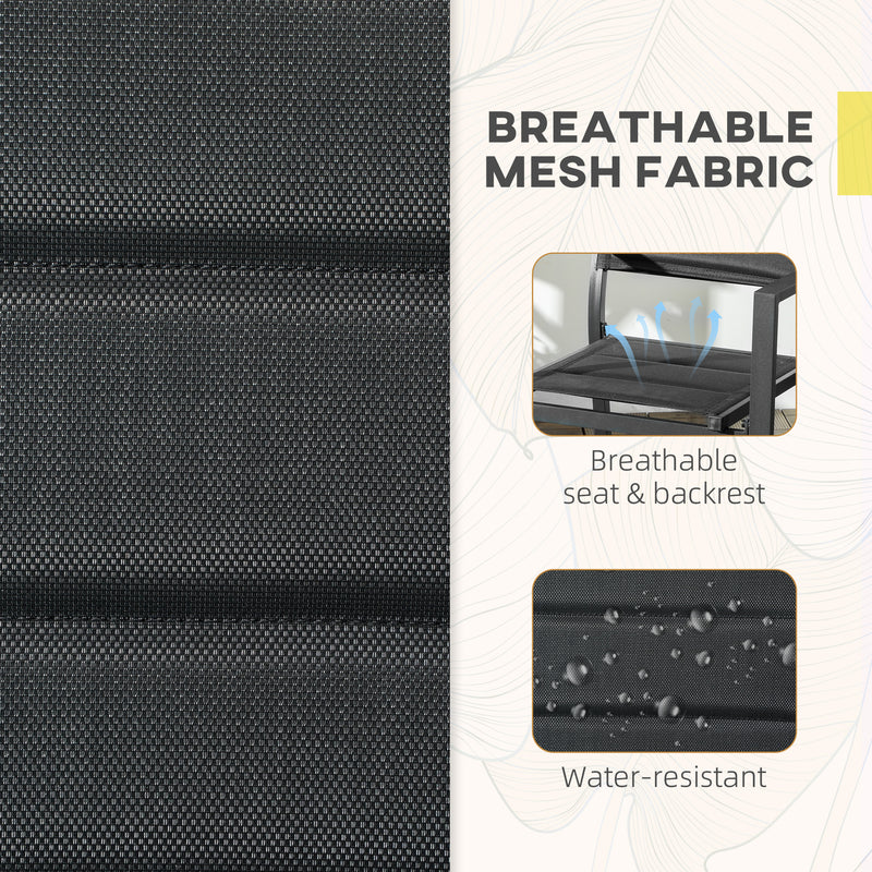 Set of 2 Black Aluminium Garden Chairs Stackable Outdoor Seating for Patio or Balcony