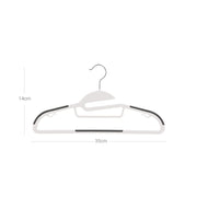Dimensions diagram of a single coat hanger measuring 35 cm wide and 14 cm high