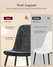 Close-up of a slate grey chair showing 4 cm seat padding and 2 cm back padding
