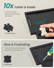 Close-up of the interlocking tool-free frame connectors
