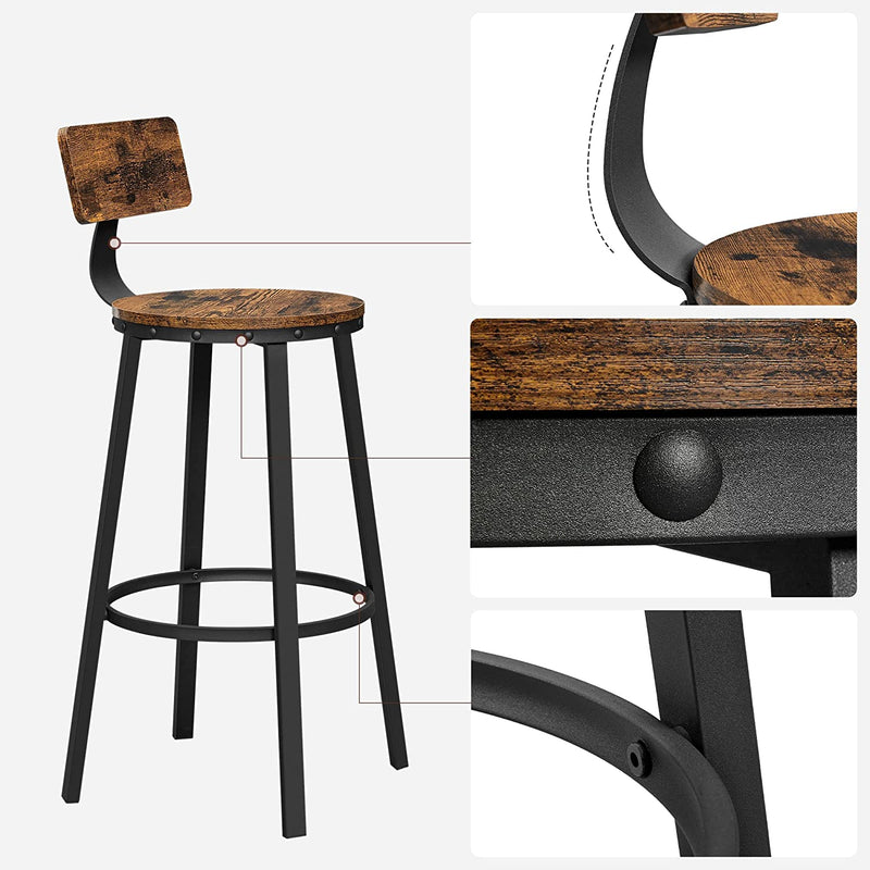 Detail views of the backrest bracket, riveted seat edge and welded footrest ring